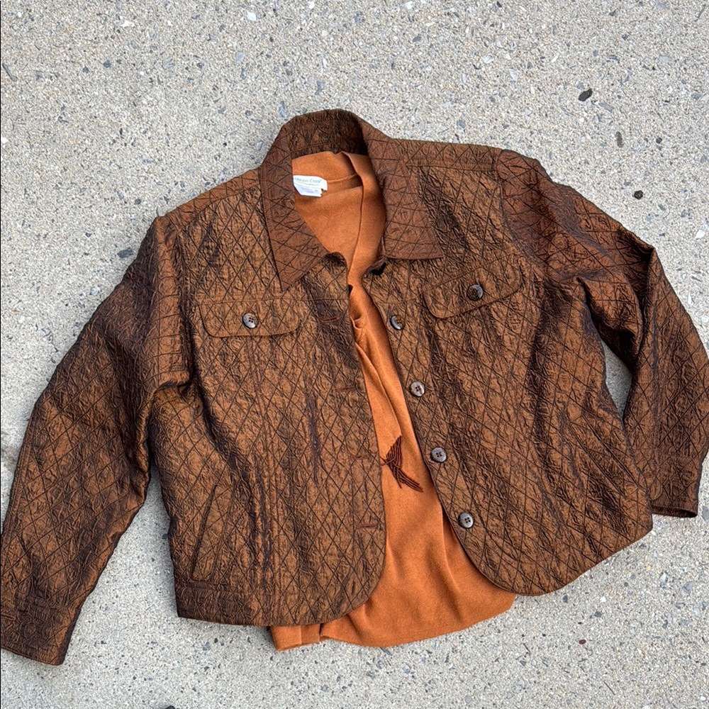 Quilted jacket set Coldwater Creek Copper Jacket and rust colored Sweater
